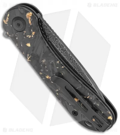 CIVIVI Elementum Liner Lock Knife Gold Shred Carbon Fiber (2.9" Damascus) 3 CIVIVI Elementum Liner Lock Knife Gold Shred Carbon Fiber (2.9" Damascus) - Image 3