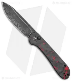 CIVIVI Elementum Button Lock Knife Red/Black Shred CF (3.5" Dam.)C2103DS-2