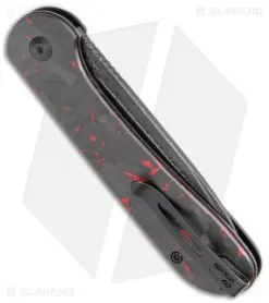 CIVIVI Elementum Button Lock Knife Red/Black Shred CF (3.5" Dam.)C2103DS-2 6 CIVIVI Elementum Button Lock Knife Red/Black Shred CF (3.5" Dam.)C2103DS-2 -Knife Shop CIVIVI Elementum Push Button Lock Shred CF with Red Damascus BHQ 120925 jr side