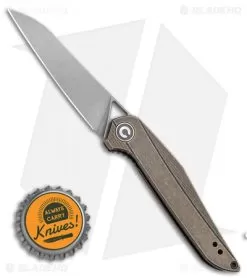 CIVIVI Isham Mckenna Liner Lock Knife Black Stonewashed Brass (2.9" Stonewash) -Knife Shop CIVIVI Isham Mckenna Liner Lock Knife Black Stonewash Brass 2.875in Stonewash C905D BHQ 114179 LS Bottlecap