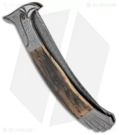 Chuck Gedraitis Alicanto Eagle Automatic Knife Mammoth Ivory (4.75" Damascus) 6 Chuck Gedraitis Alicanto Eagle Automatic Knife Mammoth Ivory (4.75" Damascus) -Knife Shop Chuck Gedraitis Alicanto Eagle Auto Mammoth Ivory Damascus BHQ 132172 jr side