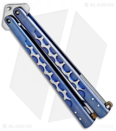 Chuck Gedraits Custom Balisong #165 Knife Blue Ti W/ Kevlar LSCF Latch (Satin) 2 Chuck Gedraits Custom Balisong #165 Knife Blue Ti W/ Kevlar LSCF Latch (Satin) - Image 2