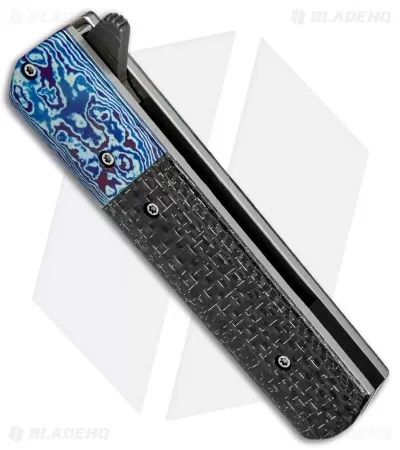 Chuck Gedraitis Small Yakuza Frame Lock Knife Silver LSCF/Timascus (3" Damascus) 2 Chuck Gedraitis Small Yakuza Frame Lock Knife Silver LSCF/Timascus (3" Damascus) - Image 2