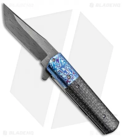 Chuck Gedraitis Small Yakuza Frame Lock Knife Silver LSCF/Timascus (3" Damascus) 1 Chuck Gedraitis Small Yakuza Frame Lock Knife Silver LSCF/Timascus (3" Damascus)
