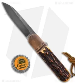 Chuck Gedraitis Switchblade Automatic Knife Brown Stag Horn (3.25" Dark) 7 Chuck Gedraitis Switchblade Automatic Knife Brown Stag Horn (3.25" Dark) -Knife Shop Chuck Gedraitis Stag Switchblade Auto Black Blade BHQ 176347 jr bottlecap