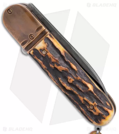 Chuck Gedraitis Switchblade Automatic Knife Brown Stag Horn (3.25" Dark) 3 Chuck Gedraitis Switchblade Automatic Knife Brown Stag Horn (3.25" Dark) - Image 3