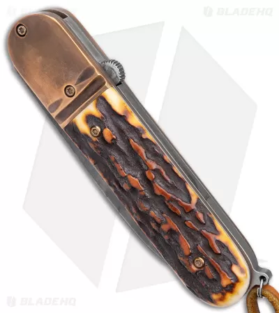 Chuck Gedraitis Switchblade Automatic Knife Brown Stag Horn (3.25" Dark) 2 Chuck Gedraitis Switchblade Automatic Knife Brown Stag Horn (3.25" Dark) - Image 2