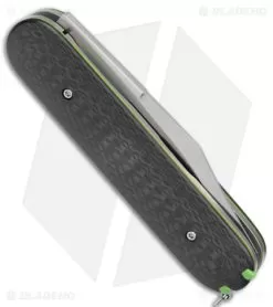 Chuck Gedraitis Switch Army Switchblade Auto Knife Black, Green CF (3.4" Satin) -Knife Shop Chuck Gedraitis Switch Army Switchblade Auto CF Green Liners BHQ 176345 jr side