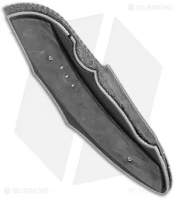 Corrie Schoeman Ilusion Flipper Knife Marble Carbon Fiber/G-10 (3.5" Damascus) -Knife Shop Corrie Schoeman Ilusion Flipper Knife Marble CF Damascus BHQ 124143 jr side