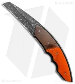 Corrie Schoeman Snout Liner Lock Knife Orange Giraffe Bone (2.5" Damascus)