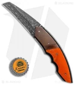 Corrie Schoeman Snout Liner Lock Knife Orange Giraffe Bone (2.5" Damascus) -Knife Shop Corrie Schoeman Snout Orange Giraffe Bone Damascus BHQ 86775 er bottlecap