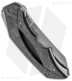 Corrie Schoeman X-Ecute Flipper Knife Marble Carbon Fiber (3" Damascus) -Knife Shop Corrie Schoeman X Ecute Flipper Marble CF Damascus BHQ 36835 jr side