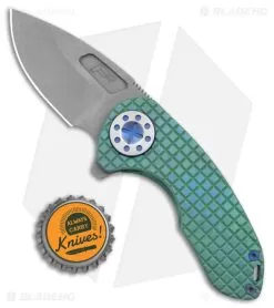 Curtiss Custom F3 Compact Frame Lock Knife Frag Milled Ti/Green (2.5" SW) -Knife Shop Curtiss Knives F3 Compact FL Frag Milled Ti Green SW BHQ 178870 jr bottlecap