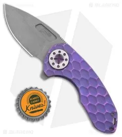 Curtiss Custom F3 Compact Frame Lock Knife PM Milled Ti/Purple (2.5" SW) -Knife Shop Curtiss Knives F3 Compact FL PM Milled Ti Purple SW BHQ 178868 jr bottlecap