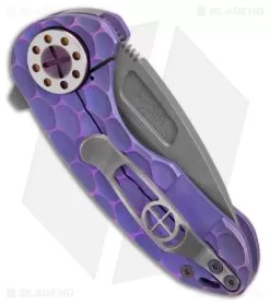 Curtiss Custom F3 Compact Frame Lock Knife PM Milled Ti/Purple (2.5" SW) -Knife Shop Curtiss Knives F3 Compact FL PM Milled Ti Purple SW BHQ 178868 jr side