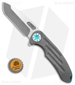 Curtiss Custom Knives F3 Large Frame Lock Knife SPF Ti/Gray (3.8" Two Tone) -Knife Shop Curtiss Knives F3 FLK SPF TI Blue 3in Two Tone BHQ 178942 td size