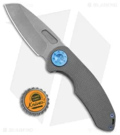 Curtiss Custom F3 Medium Frame Lock Knife Gray Ti/Blue (3.25" SW Magnacut) -Knife Shop Curtiss Knives F3 Medium FL WNF Ti Blue SW BHQ 178922 jr bottlecap
