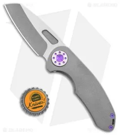 Curtiss Custom F3 Medium Frame Lock Knife Gray Ti/Purple (3" 2-Tone Magnacut) -Knife Shop Curtiss Knives F3 Medium FL WNF Ti Purple TT BHQ 178921 jr bottlecap