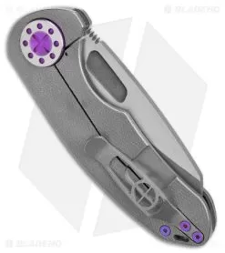 Curtiss Custom F3 Medium Frame Lock Knife Gray Ti/Purple (3" 2-Tone Magnacut) -Knife Shop Curtiss Knives F3 Medium FL WNF Ti Purple TT BHQ 178921 jr side