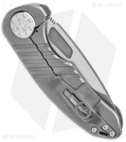 Curtiss Custom F3 Med Slim Frame Lock Knife Gray SW Titanium (3.15" TT MagnaCut) -Knife Shop Curtiss Knives F3 Medium Slim FL Gray SM Milled Ti SW BHQ 172873 jr side