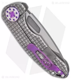 Curtiss Custom F3 Med Slim Frame Lock Knife Frag Titanium (3.15" TT MagnaCut) -Knife Shop Curtiss Knives F3 Medium Slim Frag Milled Ti Purple Hardware SW BHQ 172872 jr side