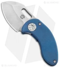 Curtiss Custom Knives Nano Frame Lock Folder Knife Blue Titanium (1.875" SW)