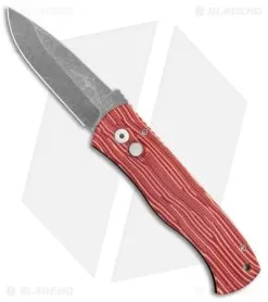 Emerson Protech CQC-7 Automatic Knife Red Grain Micarta (3.25" Acid Stonewash)