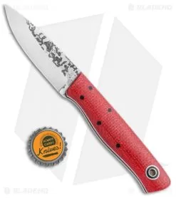 Fiddleback Forge Handyman Fixed Blade Knife Red Burlatex (3.125" Satin) -Knife Shop Fiddleback Forge Handyman Red Burlax Satin BHQ 91820 jr bottlecap