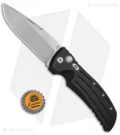 Hogue EX-A01 Automatic Drop Point Knife Black Aluminum (4" Stonewash) 34116 -Knife Shop Hogue EX A01 DP Black Alum SW 34116 BHQ 68017 jr bottlecap