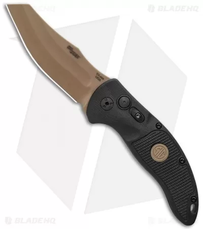 Hogue Sig Sauer EX-A04 Wharncliffe Automatic Knife Black G-10 (3.5" FDE) 36420 1 Hogue Sig Sauer EX-A04 Wharncliffe Automatic Knife Black G-10 (3.5" FDE) 36420