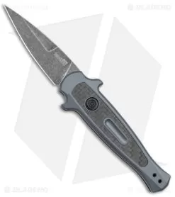 Kershaw Launch 12 Mini Stiletto Automatic Knife Gray/CF (2.5" Black Stonewash)
