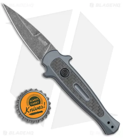 Kershaw Launch 12 Mini Stiletto Automatic Knife Gray/CF (2.5" Black Stonewash) 4 Kershaw Launch 12 Mini Stiletto Automatic Knife Gray/CF (2.5" Black Stonewash) - Image 4