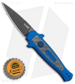 Kershaw Launch 12 Mini Stiletto Automatic Knife Blue/CF (2.5" Black) 7125BLUBLK -Knife Shop Kershaw Launch 12 Mini Stiletto Automatic Knife Blue 2.5 Black 7125BLUBLK BHQ 117960 LS Spine
