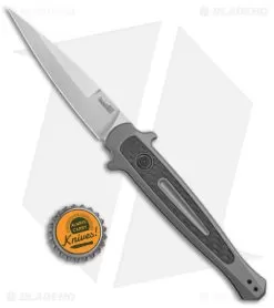 Kershaw Launch 8 Stiletto Automatic Knife Gray/CF (3.5" Stonewash) 7150 -Knife Shop Kershaw Launch 8 Stiletto Auto Gray CF SW BHQ 94067 jr bottlecap