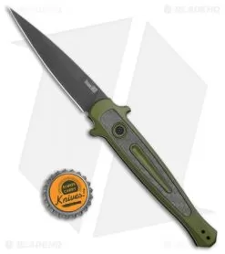 Kershaw Launch 8 Stiletto Automatic Knife Green/CF (3.5" Black) -Knife Shop Kershaw Launch 8 Stiletto Auto Green CF Black KER7150OLBLK BHQ 109602 jr bottlecap