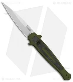 Kershaw Launch 8 Stiletto Automatic Knife Green/CF (3.5" Stonewash)