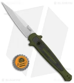 Kershaw Launch 8 Stiletto Automatic Knife Green/CF (3.5" Stonewash) -Knife Shop Kershaw Launch 8 Stiletto Auto Green CF SW KER7150OLSW BHQ 105833 jr bottlecap