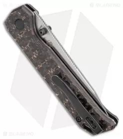 Kizer Azo Vanguard Begleiter 2 Button Lock Knife Fat Carbon (3.5" Satin) -Knife Shop Kizer Azo Vanguard Begleiter 2 Button Lock Fat Carbon Gold Satin BHQ 176930 jr side