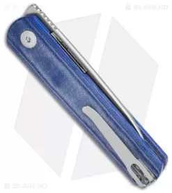 Kizer Feist Front Flipper Knife Blue Denim Micarta (2.8" SW) -Knife Shop Kizer Cutlery Fiest BHQ 140705 td side