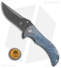 Kizer Zambi Frame Lock Knife Blue Titanium (3.625" Gray) KI4434A2 -Knife Shop Kizer Cutlery Zambi BHQ 55299 er size