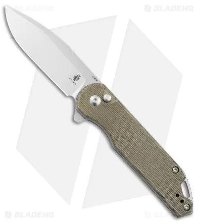Kizer Vanguard Elstner Assassin XL Button Lock Knife Green Micarta (3.4" Satin) 1 Kizer Vanguard Elstner Assassin XL Button Lock Knife Green Micarta (3.4" Satin)