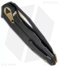 Microtech Sigil MK6 Frame Lock Knife Brass/Black (3.75" DLC Serr) -Knife Shop MICROTECH SIGIL MK6 FL BRASS BLACK DLC SERR 196 2 DLCBR BHQ 76137 JR side 2