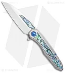 Marfione Custom Knives Super Sigil Flipper Knife Abalone Inlay (3.5" Mirror)