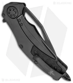 Marfione Custom Matrix-R Flipper Knife Carbon Fiber (3.75" DLC Hand Rubbed) -Knife Shop Marfione Custom Matrix R CF TT Satin BHQ 68437 jr side