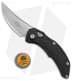 Microtech Brachial Automatic Knife Black Aluminum (3.25" Serrated Stonewash) -Knife Shop Microtech Brachial Auto Black Aluminum Serr SW BHQ 157446 jr bottlecap