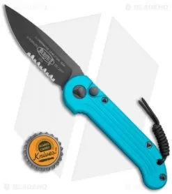 Microtech LUDT Automatic Knife Turquoise (3.4" Black Serr) 135-2TQ -Knife Shop Microtech LUDT Turq Black Serr 135 2TQ BHQ 69022 jr bottlecap