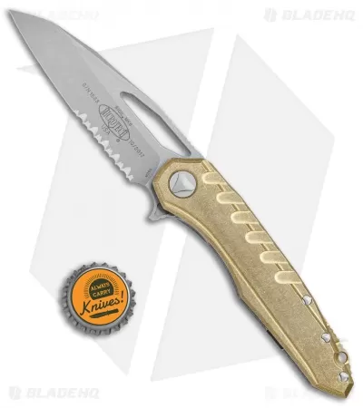 Microtech Sigil MK6 Frame Lock Knife Brass (3.75" Apocalyptic Serr) 4 Microtech Sigil MK6 Frame Lock Knife Brass (3.75" Apocalyptic Serr) - Image 4
