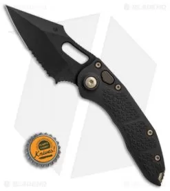 Microtech Stitch Automatic Knife Black (3.75" Apocalyptic DLC Serr) 169-2 DLC -Knife Shop Microtech Stitch black apocalyptic DLC serr BHQ 71366 er size