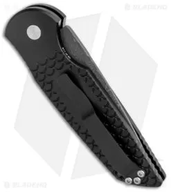 Custom Protech Tactical Response TR-3 MOP Button Inlay (Vines&Roses Damascus) 6 Custom Protech Tactical Response TR-3 MOP Button Inlay (Vines&Roses Damascus) -Knife Shop Pro Tech Custom Tactical Response TR 3 MOP Button Inlay Vines and Roses Damascus BHQ 131649 jr side