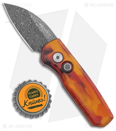 Pro-Tech Runt 5 Wharncliffe Automatic Knife Del Fuego (1.9" Damascus) 4 Pro-Tech Runt 5 Wharncliffe Automatic Knife Del Fuego (1.9" Damascus) - Image 4